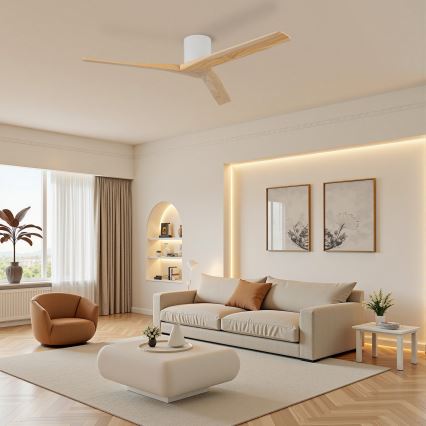 ZEVENTI - Stropní ventilátor VELLON Wi-Fi Tuya bílá/pavlovnie + dálkové ovládání