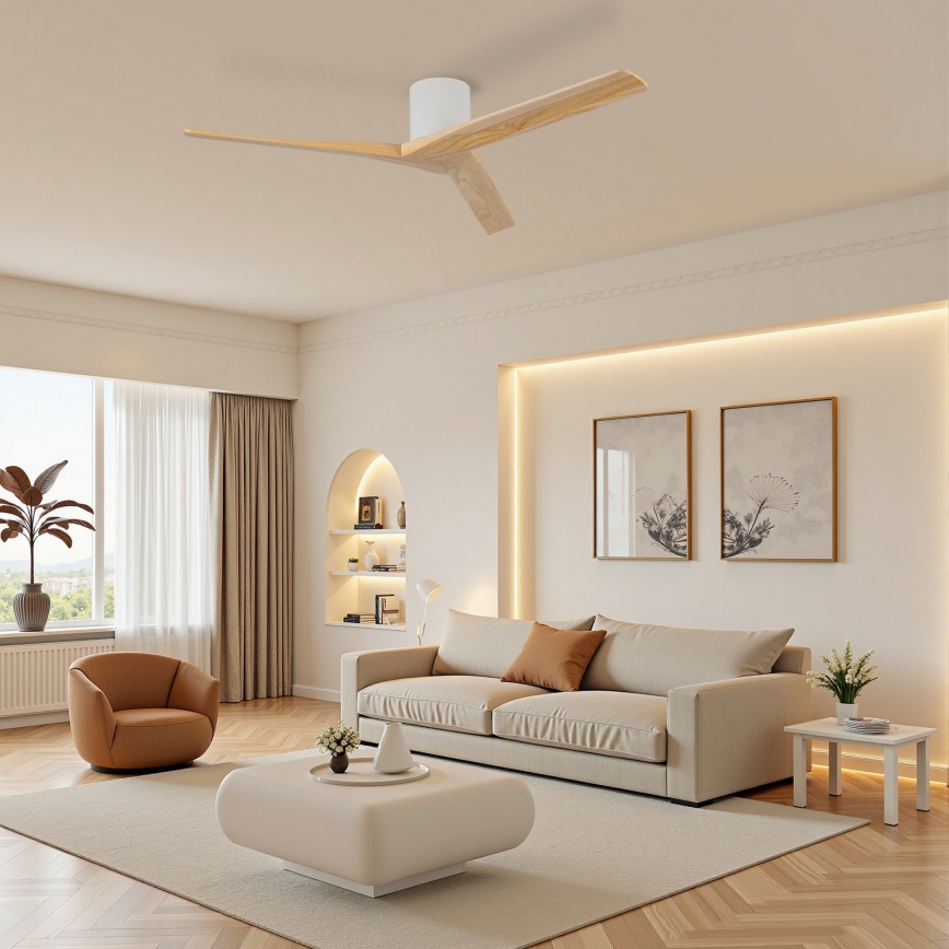 ZEVENTI - Stropní ventilátor VELLON Wi-Fi Tuya bílá/pavlovnie + dálkové ovládání