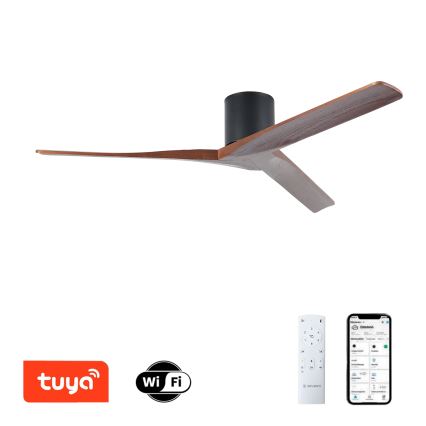 ZEVENTI - Stropní ventilátor VELLON Wi-Fi Tuya černá/ořech + dálkové ovládání
