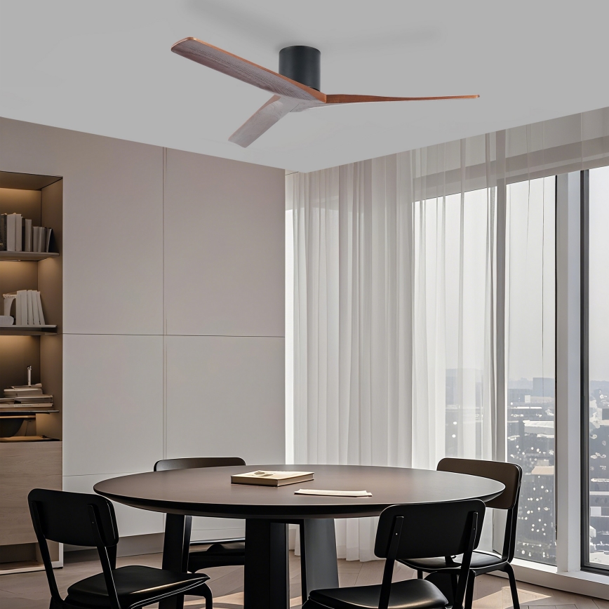 ZEVENTI - Stropní ventilátor VELLON Wi-Fi Tuya černá/ořech + dálkové ovládání