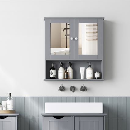 Zrcadlová koupelnová skříňka ZARA 58,5x56,5 cm šedá