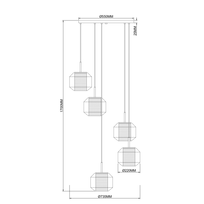 Zuma Line - Lustr na lanku 5xE27/25W/230V pr. 73 cm zlatá/černá