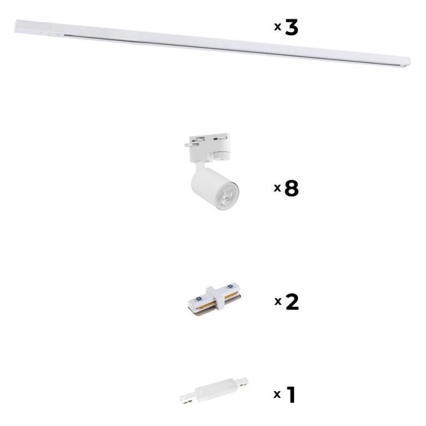 Zuma Line - Bodové svítidlo do lištového systému 8xGU10/10W/230V bílá + lištové příslušenství