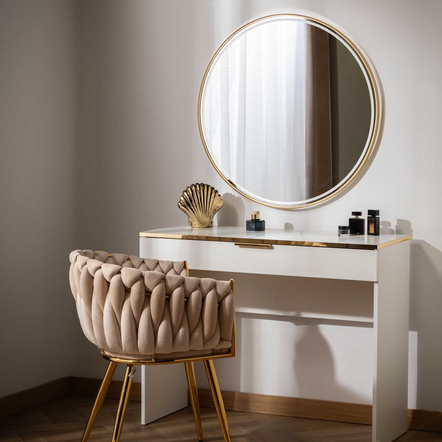 Zuma Line - LED Koupelnové nástěnné zrcadlo s podsvícením LED/36W/230V 3000/4000/6000K pr. 80 cm IP44 zlatá