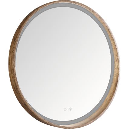 Zuma Line - LED Koupelnové vyhřívané nástěnné zrcadlo s podsvícením LED/36W/230V 3000/4000/6000K pr. 80 cm IP44 dub