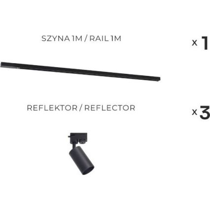 Zuma Line - Bodové svítidlo v lištovém systému 3xGU10/35W/230V černá