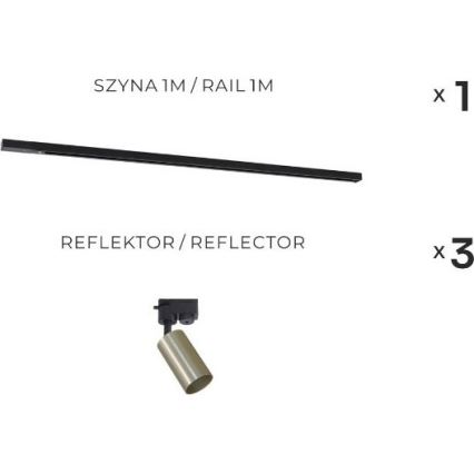 Zuma Line - Bodové svítidlo v lištovém systému 3xGU10/35W/230V černá/zlatá