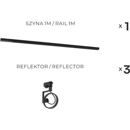 Zuma Line - Bodové svítidlo v lištovém systému 3xGU10/15W/230V černá