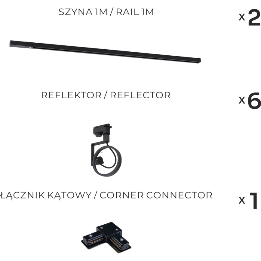 Zuma Line - Bodové svítidlo v lištovém systému 6xGU10/15W/230V černá