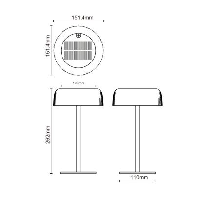 Zuma Line - LED Stmívatelná solární nabíjecí stolní lampa LED/2,5W/2000 mAh IP44 černá