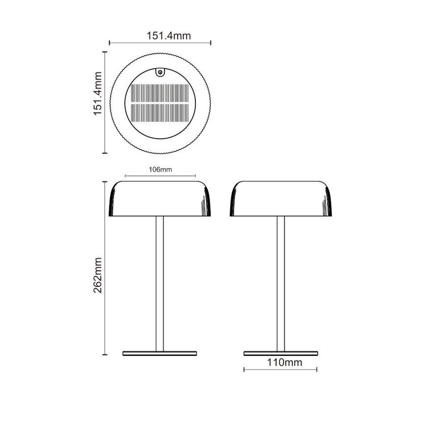 Zuma Line - LED Stmívatelná solární nabíjecí stolní lampa LED/2,5W/2000 mAh IP44 černá