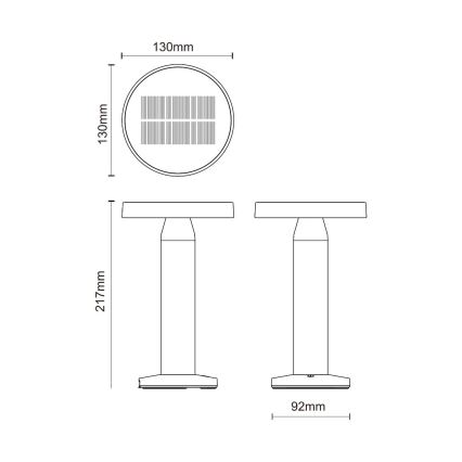 Zuma Line - LED Stmívatelná solární nabíjecí stolní lampa LED/2W/2000 mAh IP44 černá
