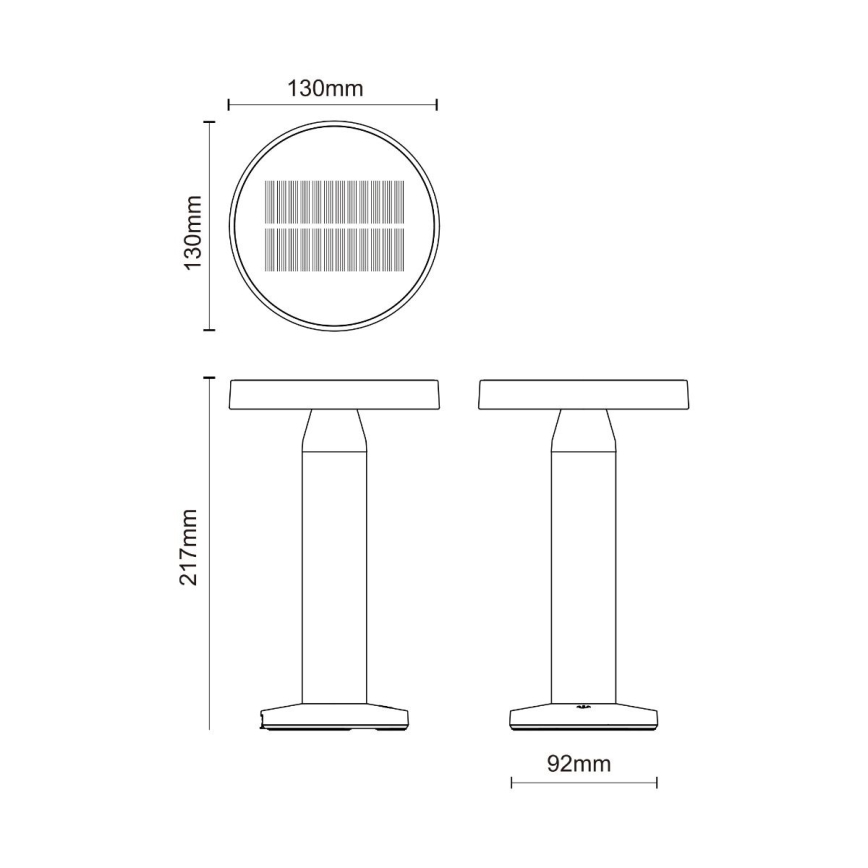Zuma Line - LED Stmívatelná solární nabíjecí stolní lampa LED/2W/2000 mAh IP44 černá