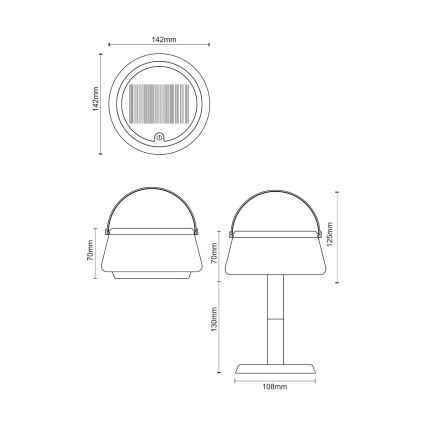 Zuma Line - LED Stmívatelná solární nabíjecí stolní lampa LED/2,2W/2000 mAh IP44 černá