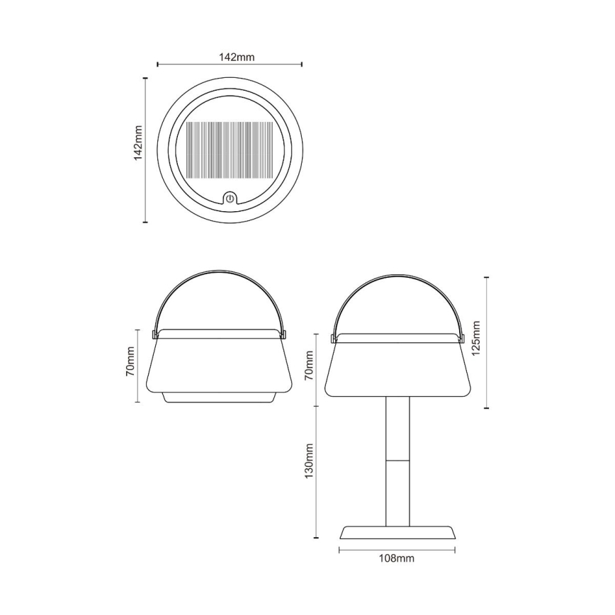 Zuma Line - LED Stmívatelná solární nabíjecí stolní lampa LED/2,2W/2000 mAh IP44 černá