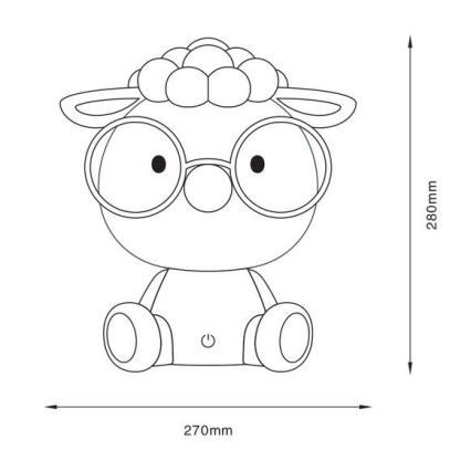 Zuma Line - LED Stmívatelná dětská dotyková stolní lampa LED/3W/230V ovce šedá