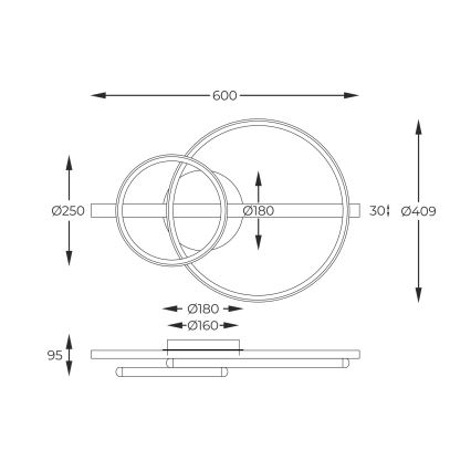 Zuma Line - LED Stmívatelný přisazený lustr LED/17W/230V