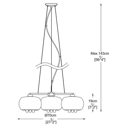 Zuma Line - Křišťálový lustr na lanku 3xG9/42W/230V