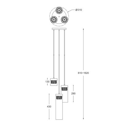 Zuma Line - Křišťálový lustr na lanku 3xG9/28W/230V