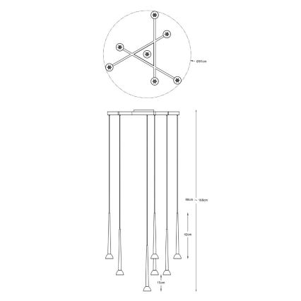 Zuma Line - LED Lustr na lanku 7xLED/6W/230V černá/zlatá