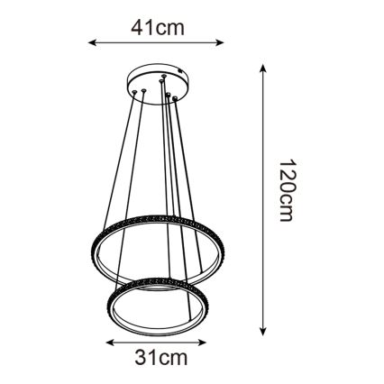 Zuma Line - LED Lustr na lanku RIDE LED/22W/230V + LED/14W pr. 41 cm černá