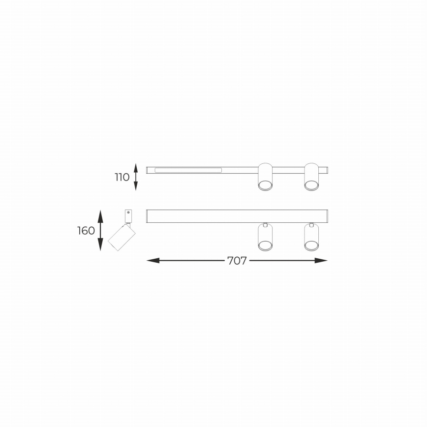 Zuma Line - LED Nástěnné bodové svítidlo 2xGU10/5W/230V + LED/8W černá