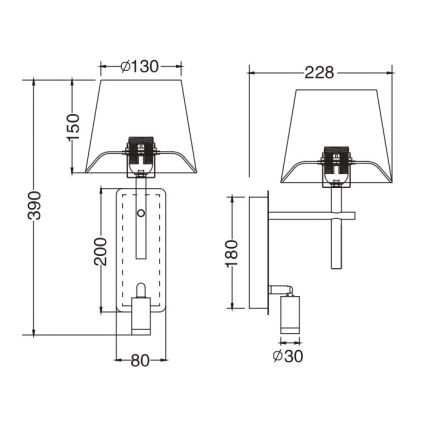 Zuma Line - LED Nástěnná lampa 1xE27/40W/230V + LED/2,5W mosaz/bílá