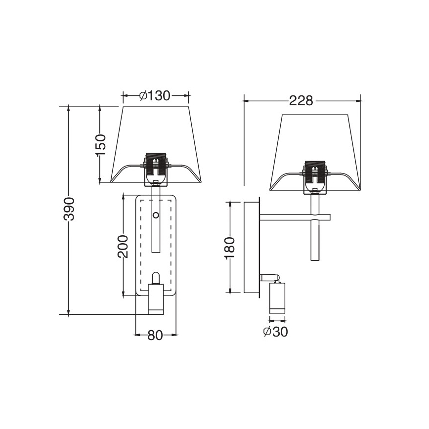 Zuma Line - LED Nástěnná lampa 1xE27/40W/230V + LED/2,5W černá/bílá